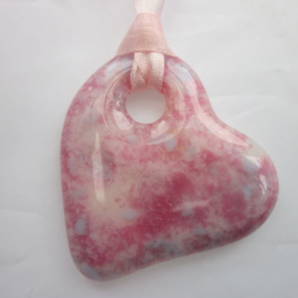 Handmade cast glass pendant - Heart of glass - Perfect pastel 