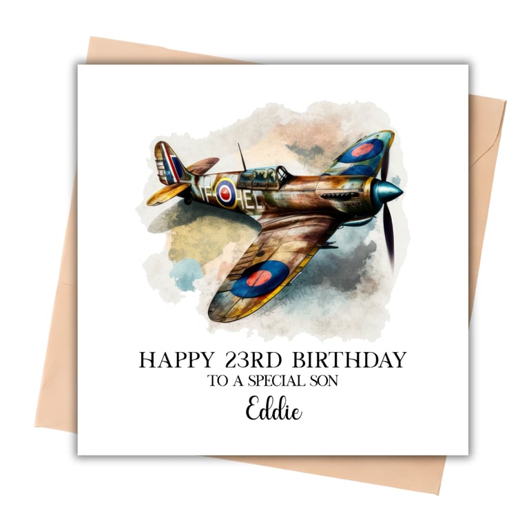 Spitfire Jet Happy Birthday Card