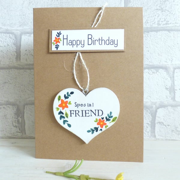 'Happy Birthday' Special Friend, Detachable keepsake Heart, Greeting Card 