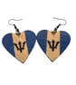 Bajan flag earrings, love Barbados, loveheart jewellery, caribbean queen,  - Image 2