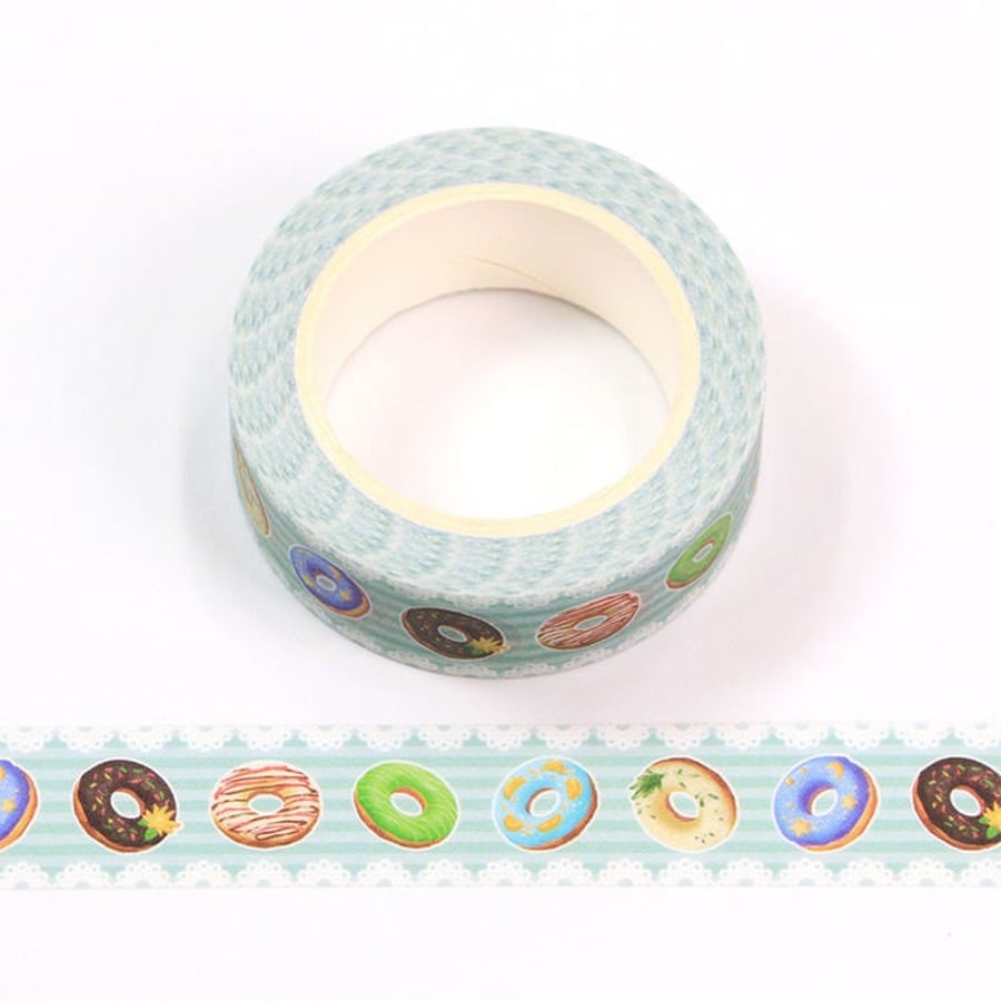 Colourful Donuts Decorative Washi Tape 15mm x 10m Bullet Journal