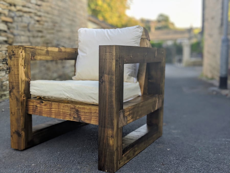 Rustic Industrial Solid Wood Garden Chair