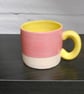 Mug New Pink and Yellow glazed stoneware Ceramic. - Image 1