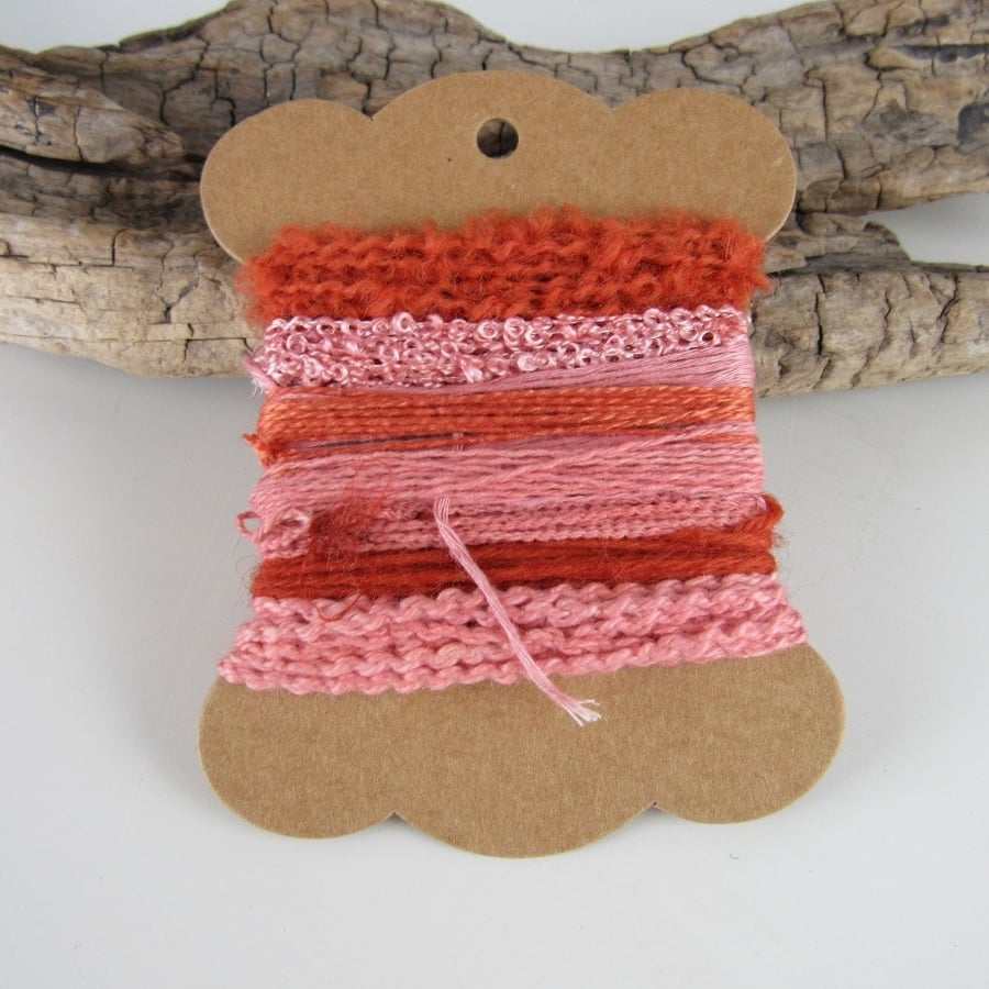 Small Madder Red Orange Natural Dye Textured Thread Pack