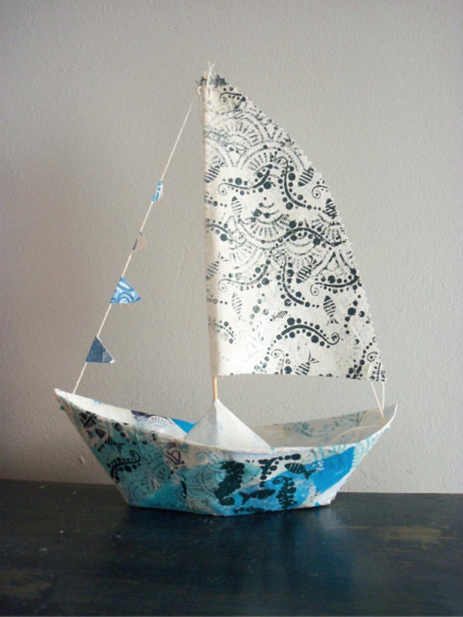 BOAT :: Papier Mache & Screen Printed