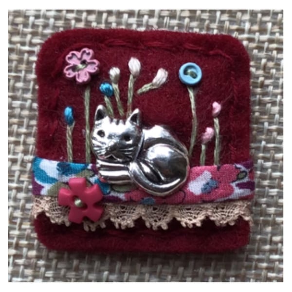 Felt Liberty fabric charm brooch badge