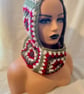 Handmade Crochet Granny Square Balaclava Hood - Winter Hooded Cowl in Green