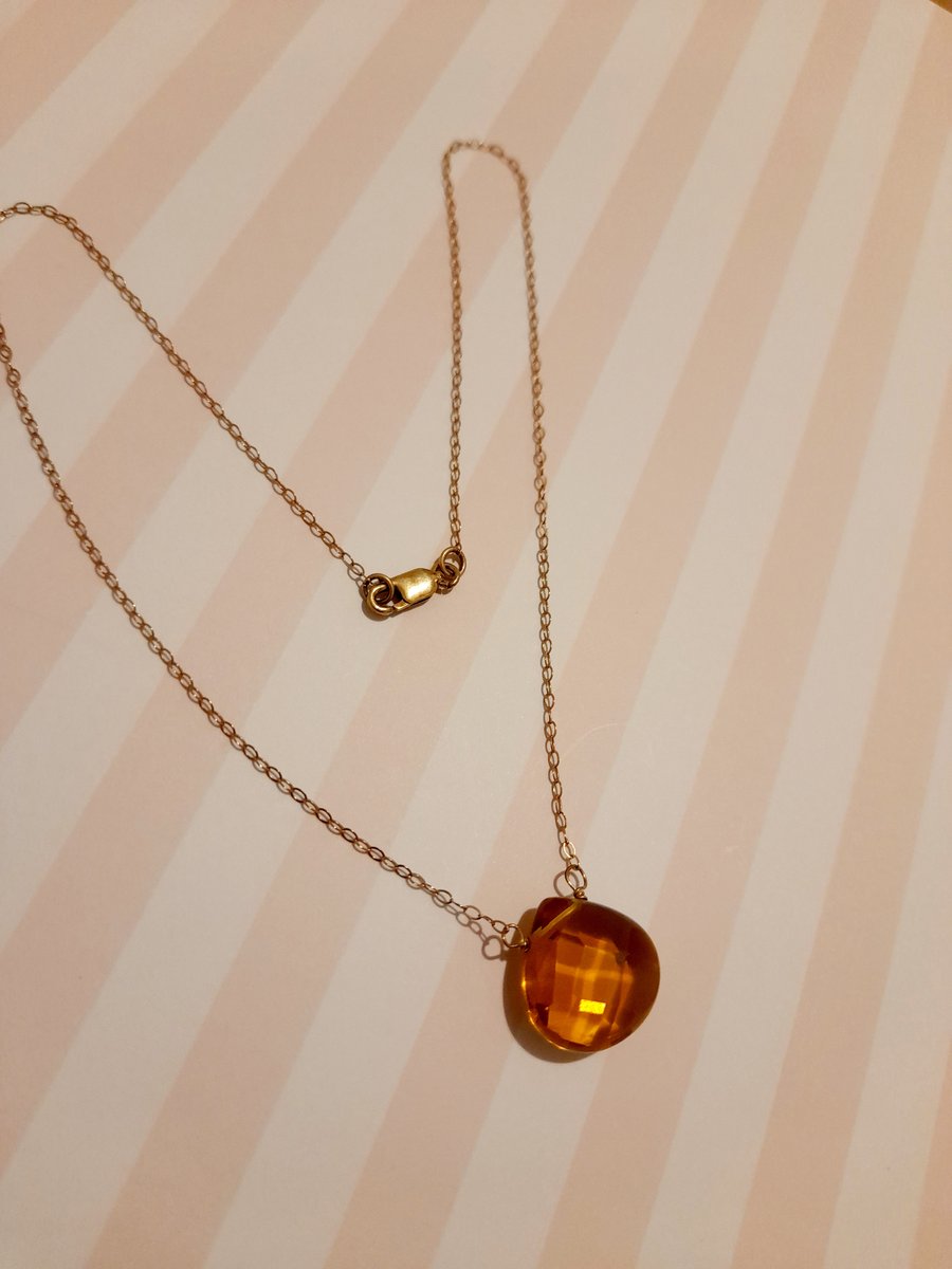 BRANDY TEARDROP NECKLACE  14K GOLD FILLED CHAIN - VALENTINE -  FREE UK POSTAGE