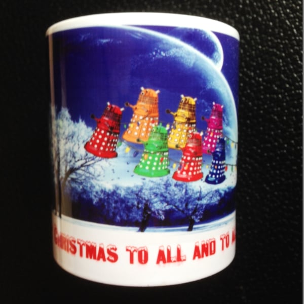 Doctor Who, Daleks and Tardis, Santas Sleigh, christmas Mug