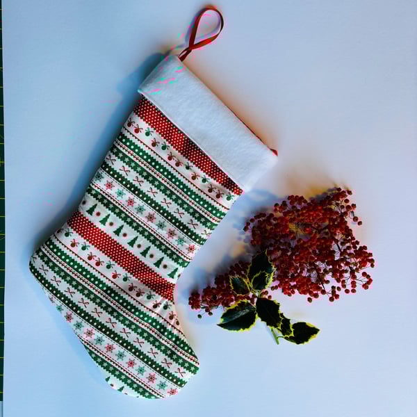 Festive Christmas stocking - fabric