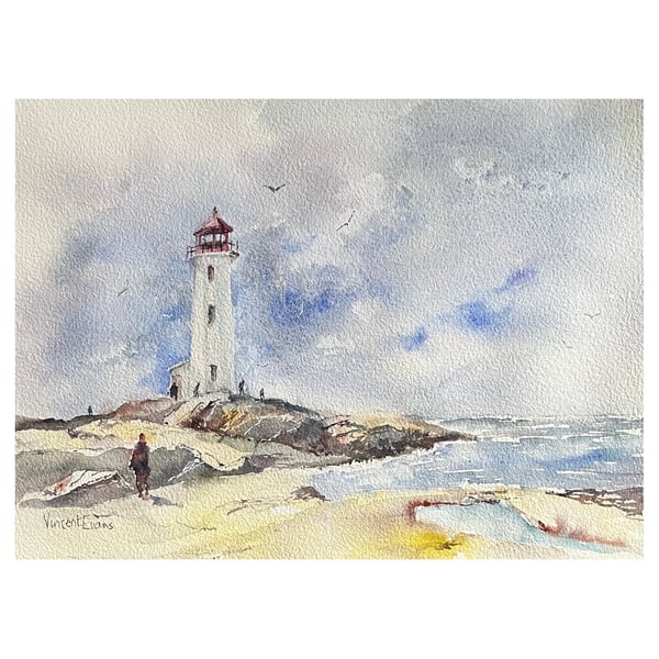 Lighthouse At Peggy's Cove, original watercolour painting