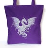 Purple Tote Bag, dragon