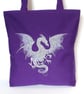 Purple Tote Bag, dragon - Image 1
