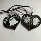 2 x hand painted Halloween hearts