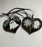2 x hand painted Halloween hearts