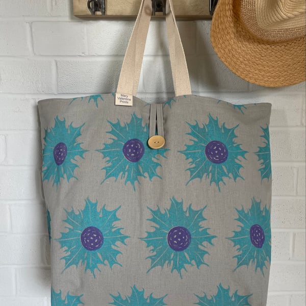 Sea Holly Beach Bag - Handprinted