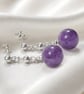 Natural Amethyst & Sterling Silver Chain Drop Earrings – Handmade