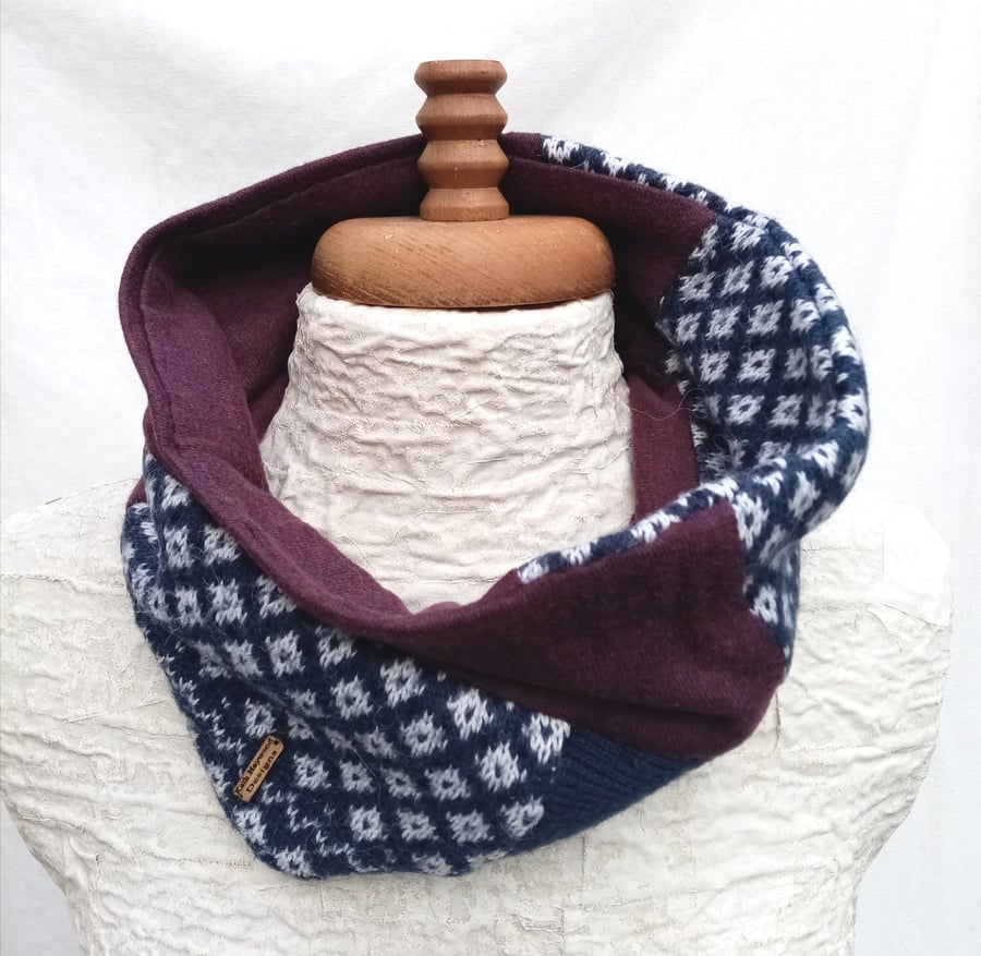 Neck Warmer, Snood, Repurposed Sweater Scarf