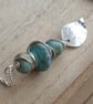 Silver and turquoise glass leaf pendant, Nature themed gift - Image 3