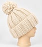Ladies Super-chunky Hand-knitted Bobble Hat, Cream - Image 2