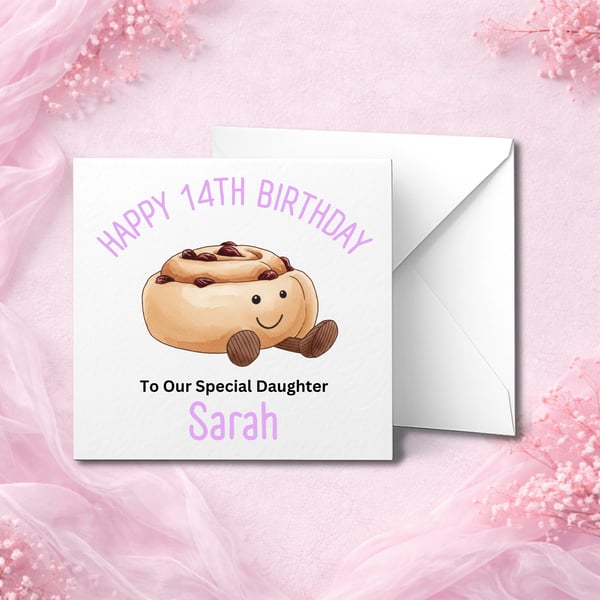 Personalised  Birthday Card, Cute Design, Custom Name, Son Daughter Kids Card