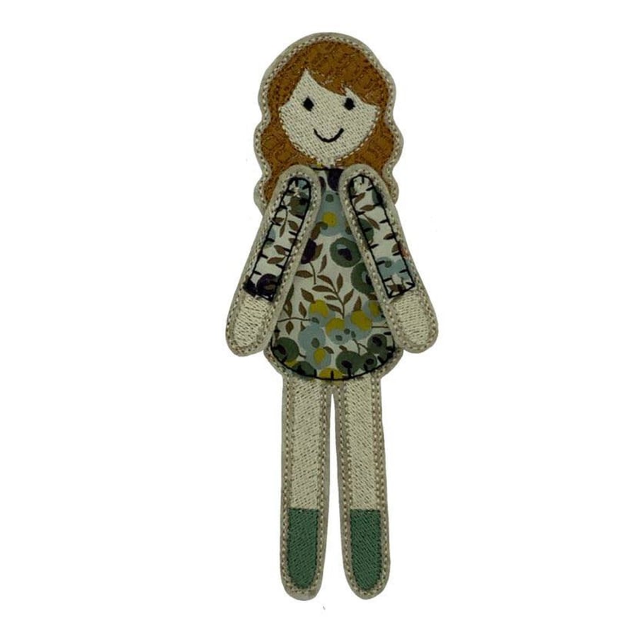 Dolly Bookmark, Textile Bookmark, Embroidered Bookmark, Quirky Stitched gift