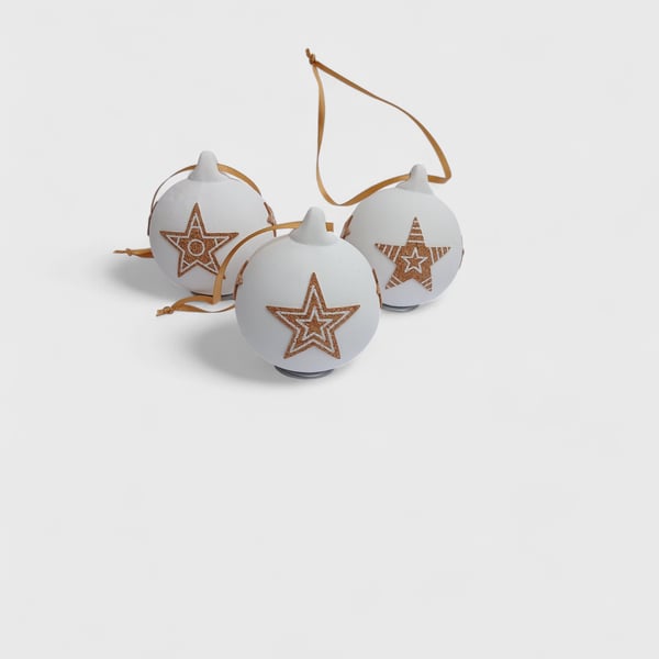 Hygge Star Ceramic and Cork Bauble Christmas Decoration Ornament