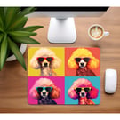 Mouse MatPad home office, desktop, laptop Poodle in Glasses Pop Art style print