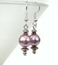 Dusky pink shell pearl earrings - Image 1