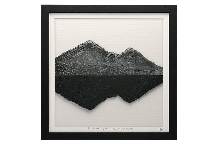 Reflections of Derwent Island and Catbells