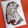 Otter greetings card - blank