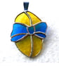 Easter Egg Suncatcher Stained Glass Handmade Blue Yellow 012 - Image 3