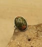 Simple oval unakite ring. Scorpio jewelry uk. Adjustable sterling silver - Image 6