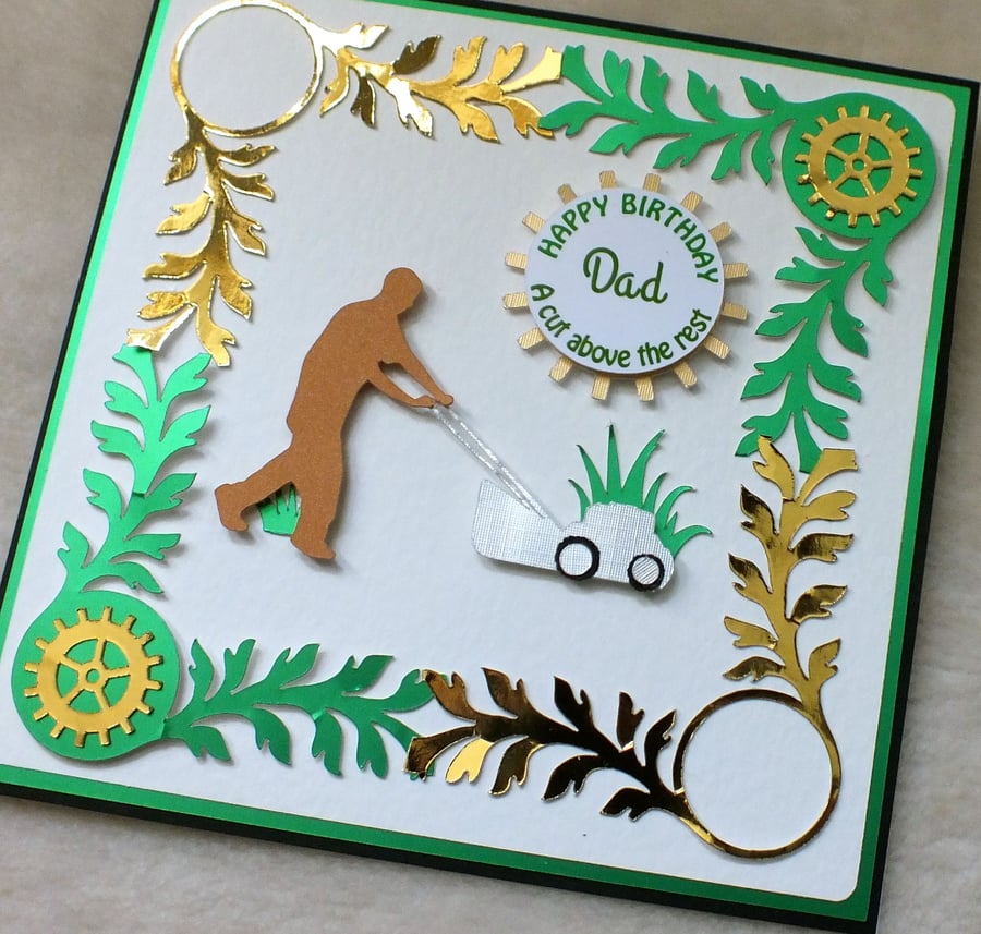 Great Handmade Dad Cutting Grass, Birthday Card