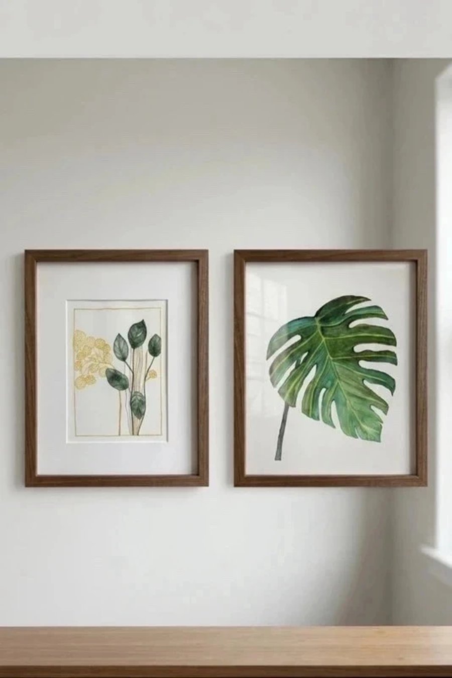 Set of two Original Botanical Watercolor Painting Minimalist Floral Art ...
