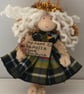 Tiny Cornish Tartan, Curly Hair Fairy Doll Decoration 