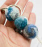 Felted bead Bag Charm - Key Ring Blues and greys - Image 1