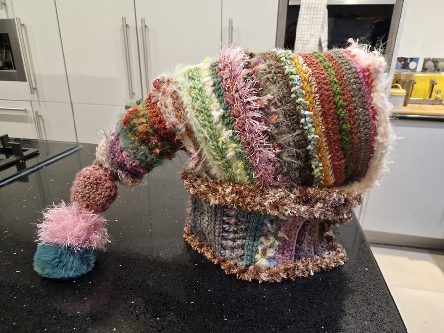 Fae cottagecore crochet winter hood hat scarf - Folksy