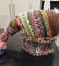 Fae cottagecore crochet winter hood hat scarf