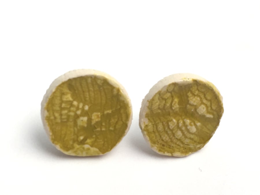 Chartreuse yellow Ceramic Earrings