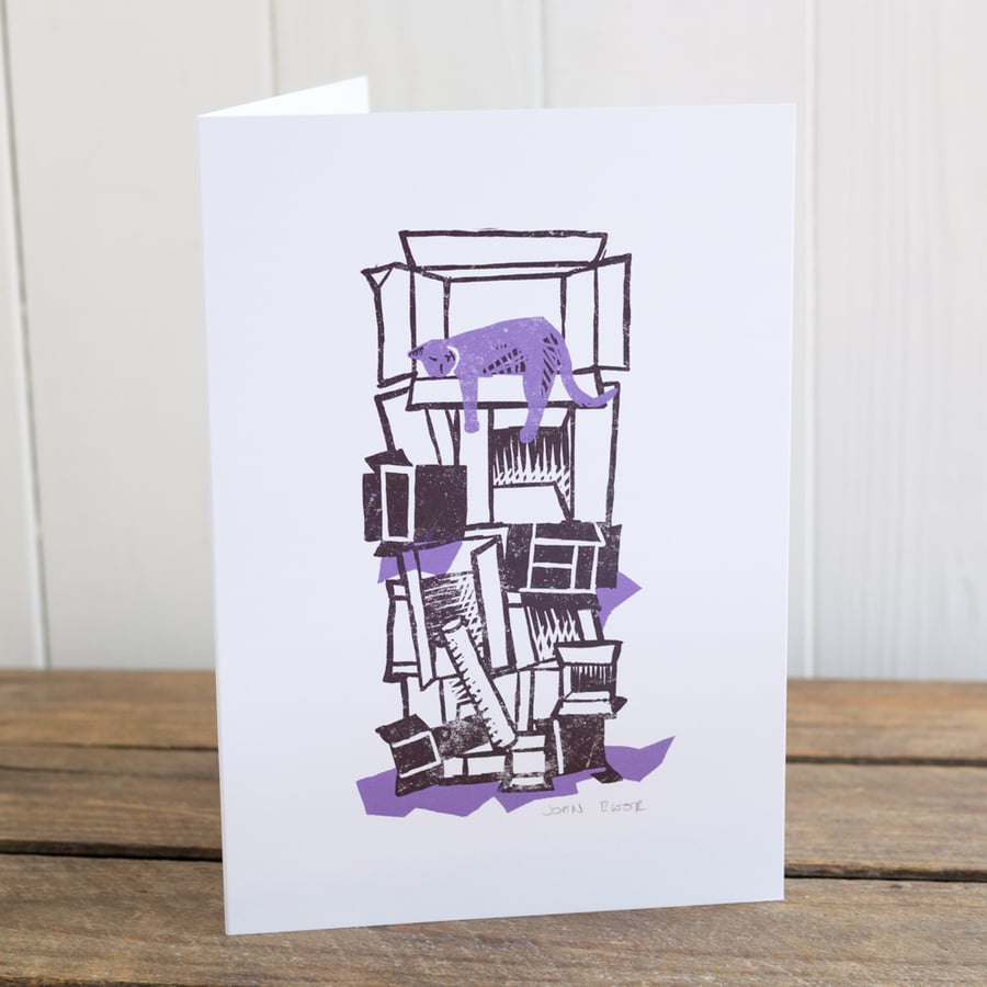 Winter Drifts "Cat" greetings card, Christmas card, blank inside