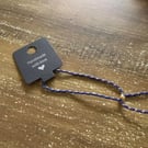 Handmade Braided Cord Bracelet - Navy, Purple & Silver with Gold Bead