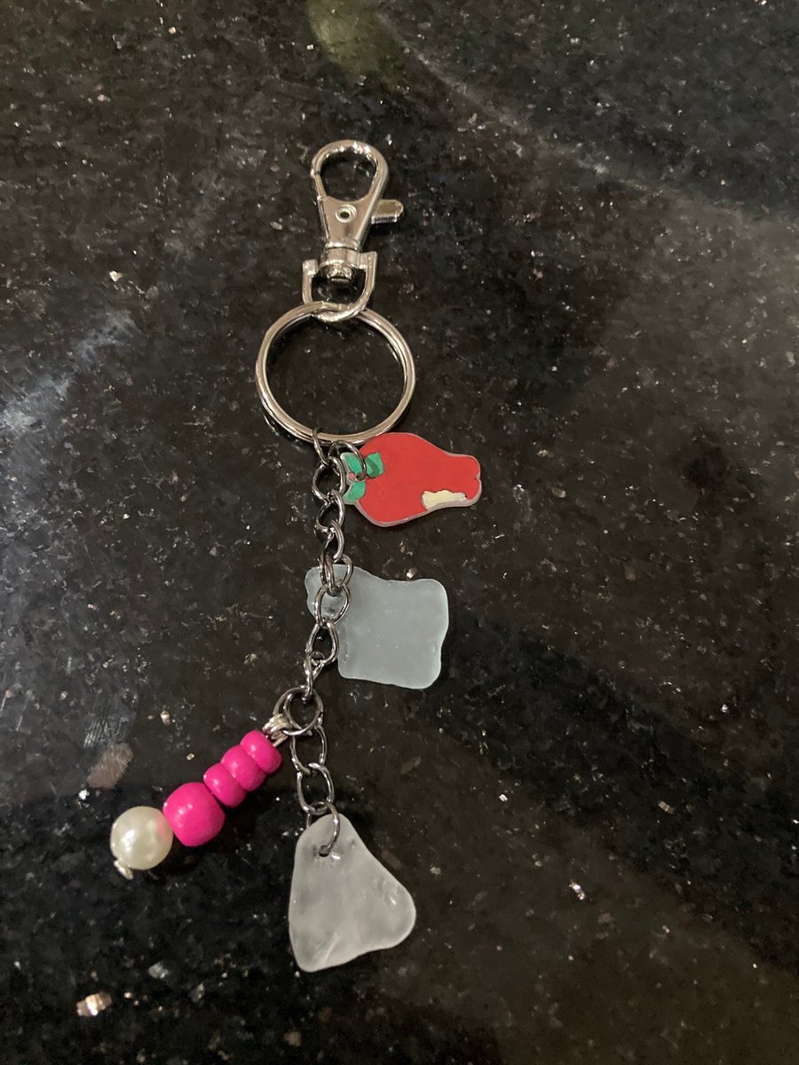 Bag charm or key ring with seaglass decoration