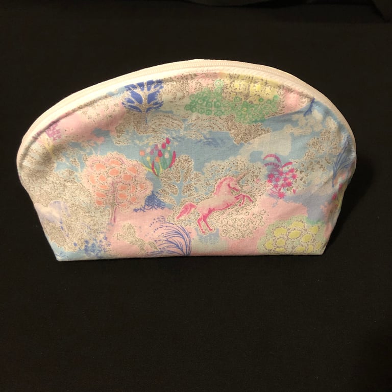 Handmade Unicorn Zip Bag – Glitter Cotton Pouch