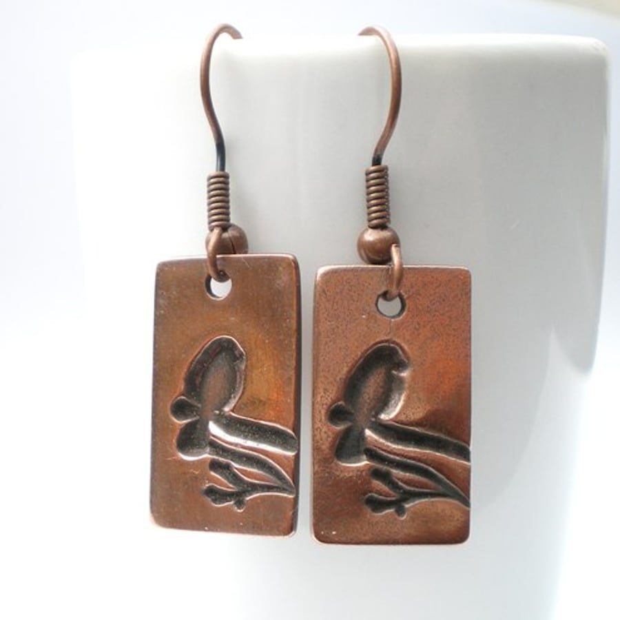 Copper Bird Earrings