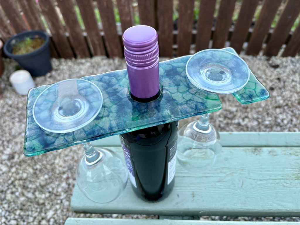 Fused glass wine caddy -3