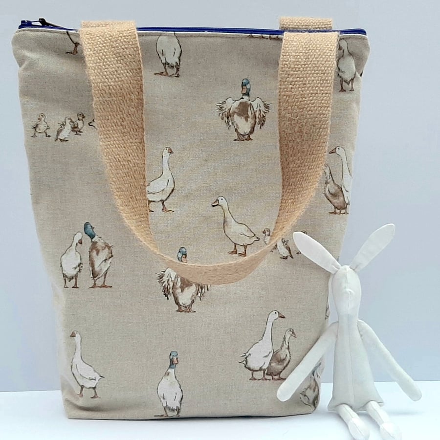 Tote bag - shoulder bag - zipped - ducks
