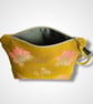 Yellow Lotus Flowers Linen Makeup Bag - Image 5