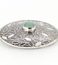 Handmade large sterling silver brooch with an amethyst stone and a leaf pattern. - Image 6