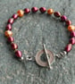 Dark Red and Orange Pearl Bracelet with Sterling Silver Toggle Clasp - Image 3